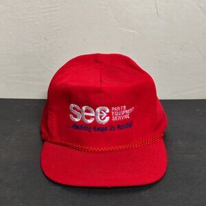 Vintage SEC Parts Equipment Service Hat Cap Strap Back Calhead Rope Trucker Mens